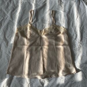 Silk Camisole with Lace Trim